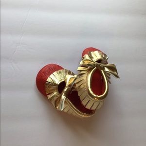 Red and Gold moccasins infant size 5